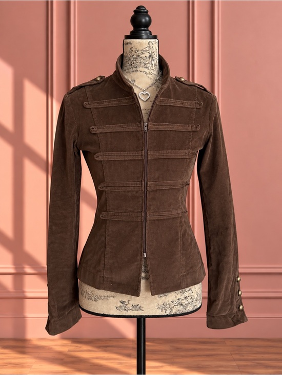 Jackets & Blazers - Y2K Brown Napoleon Military-Style Corduroy Jacket Size XS